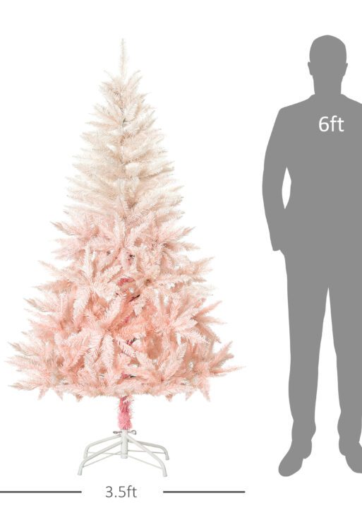 6ft Unlit Spruce Artificial Christmas Tree with Realistic Branches and 800 Tips, Pink