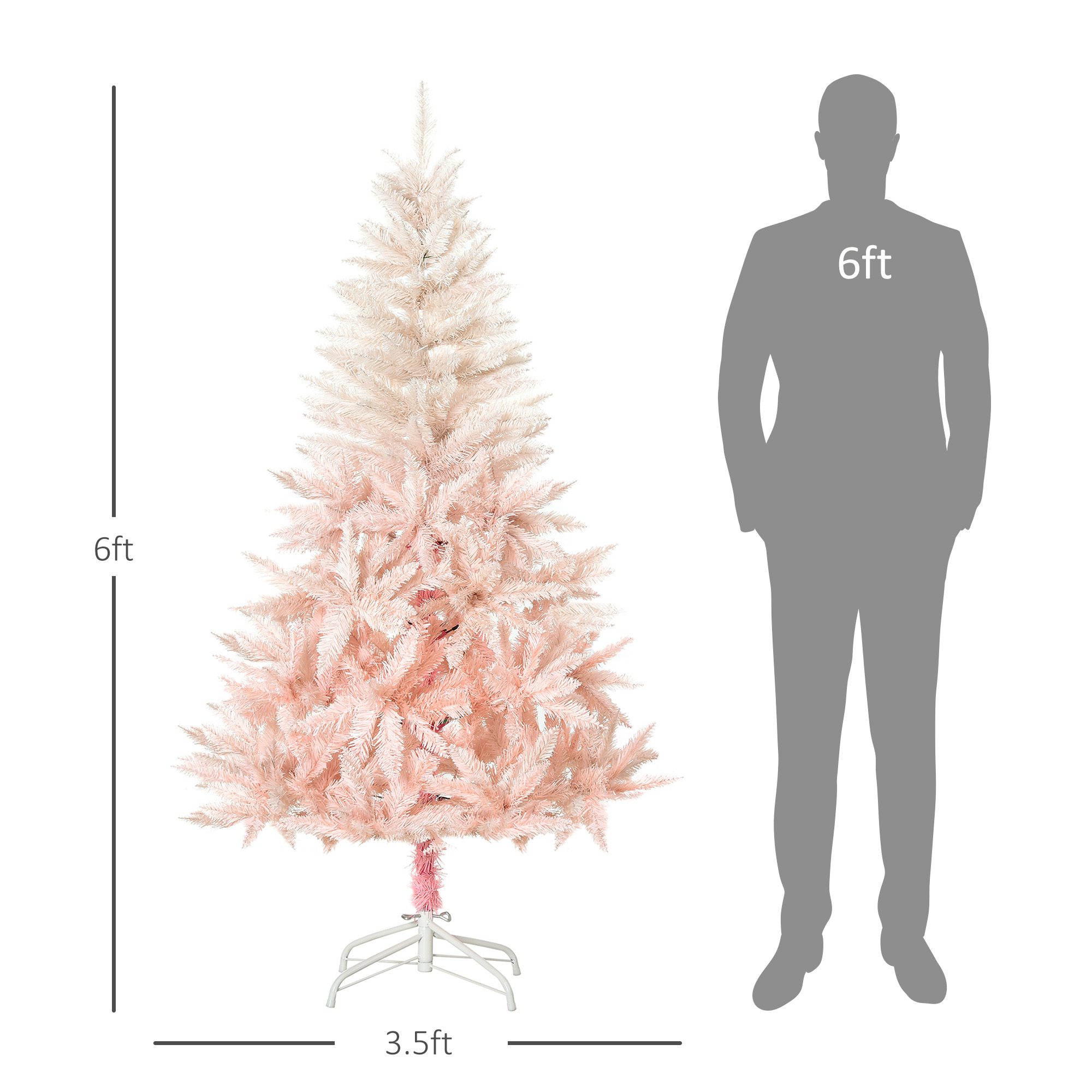 6ft Unlit Spruce Artificial Christmas Tree with Realistic Branches and 800 Tips, Pink - Image 1