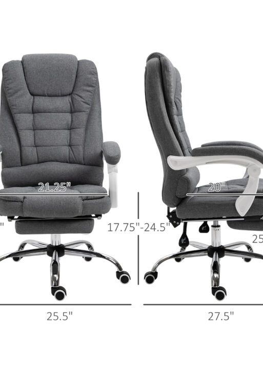 Home Office Chair Computer Chair with Retractable Footrest Adjustable Height Reclining Function Dark Gray