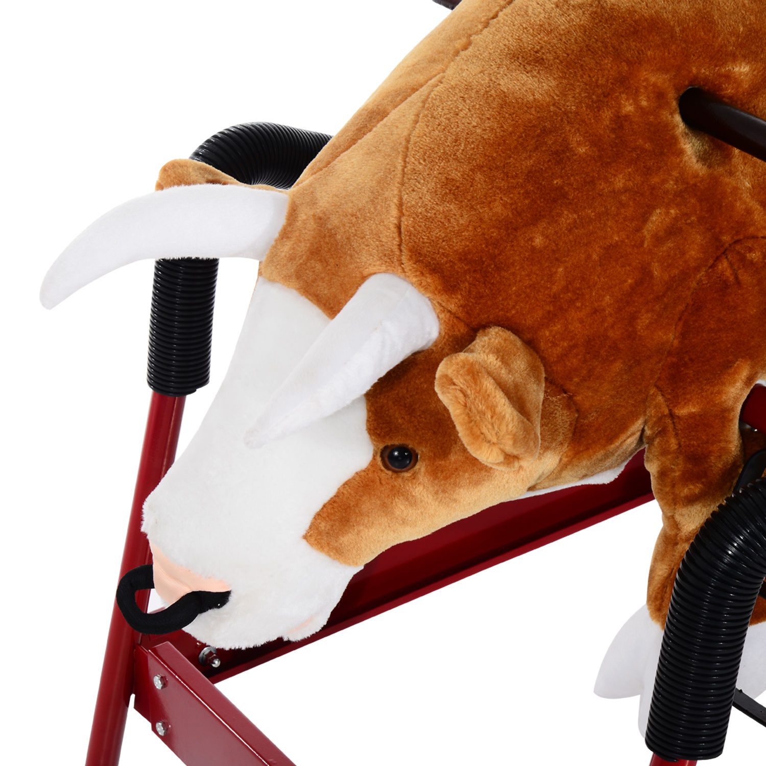 Kids Spring Rocking Horse Rodeo Bull Style with Realistic Sounds for Children over 3 Years Old - Image 6