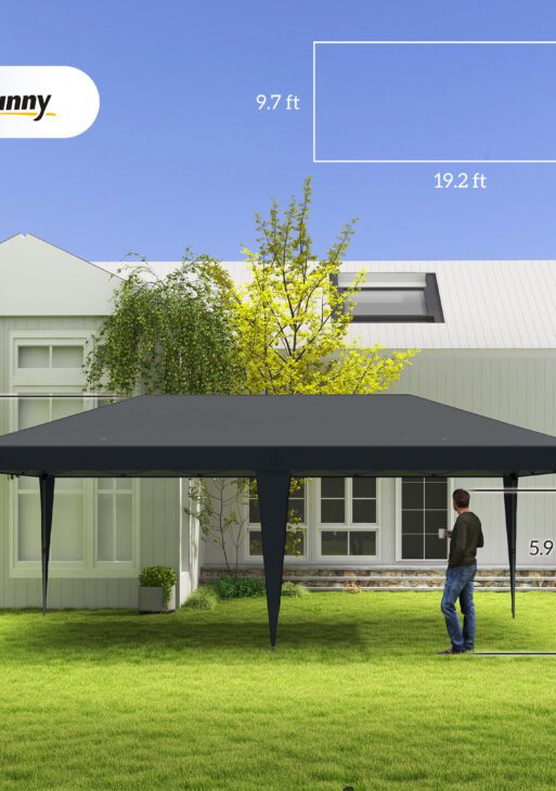 10' x 20' Pop Up Canopy Tent, Upgraded Heavy Duty Tents for Parties, Outdoor Instant Gazebo Sun Shade Shelter with Carry Bag, for Catering, Events, Wedding, Backyard BBQ, Black