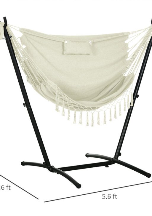 U Shape Stand Hammock Chair, Headrest Include Hammock Swing, Cream White