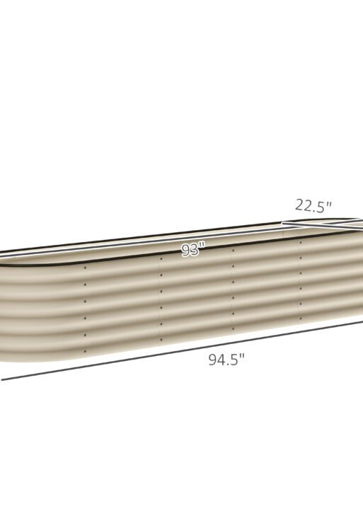 7.9' x 2' x 1.4' Galvanized Raised Garden Bed Kit, Metal Planter Box with Safety Edging, Cream