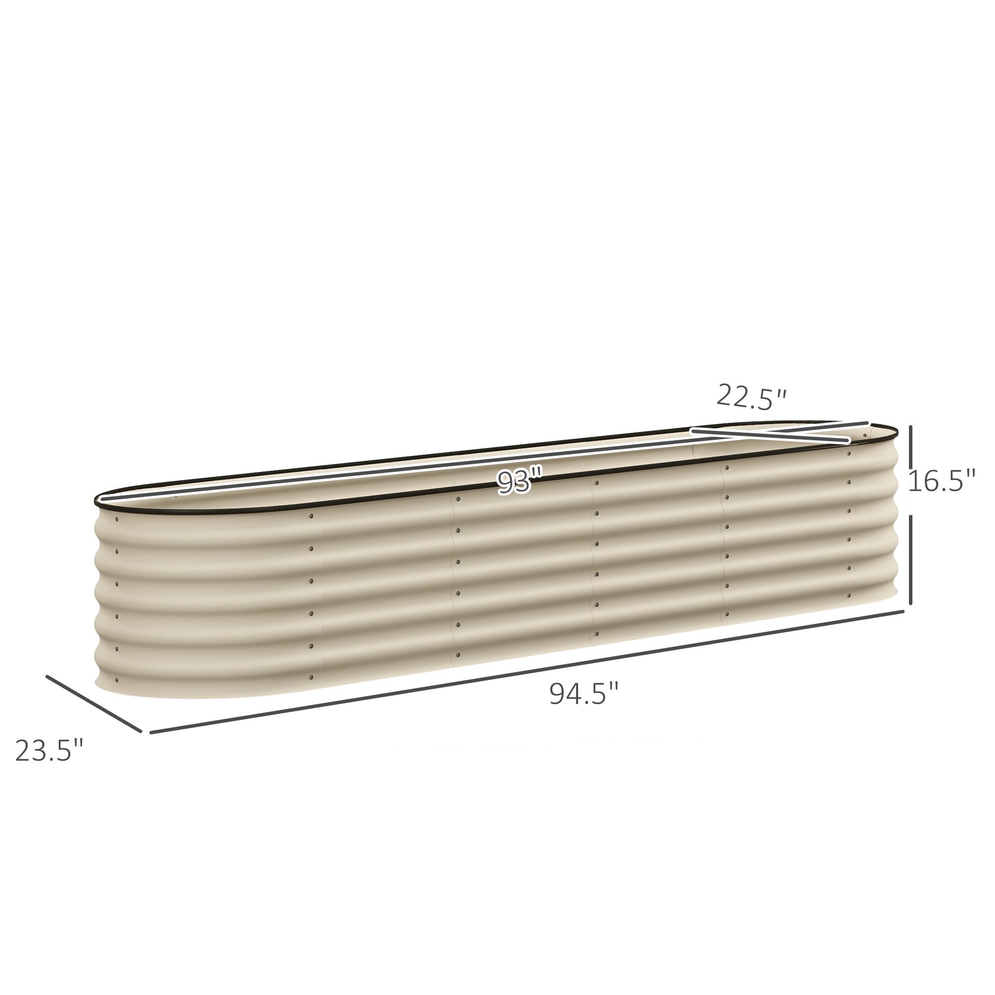 7.9' x 2' x 1.4' Galvanized Raised Garden Bed Kit, Metal Planter Box with Safety Edging, Cream - Image 1