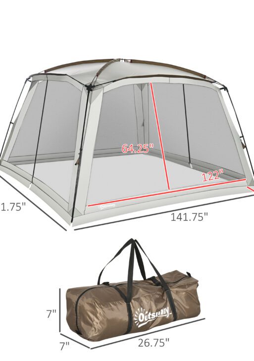 12' x 12' Screen House, UV50+ Screen Tent with 2 Doors & Carry Bag for Outdoor Camping Activities, Easy Setup, White
