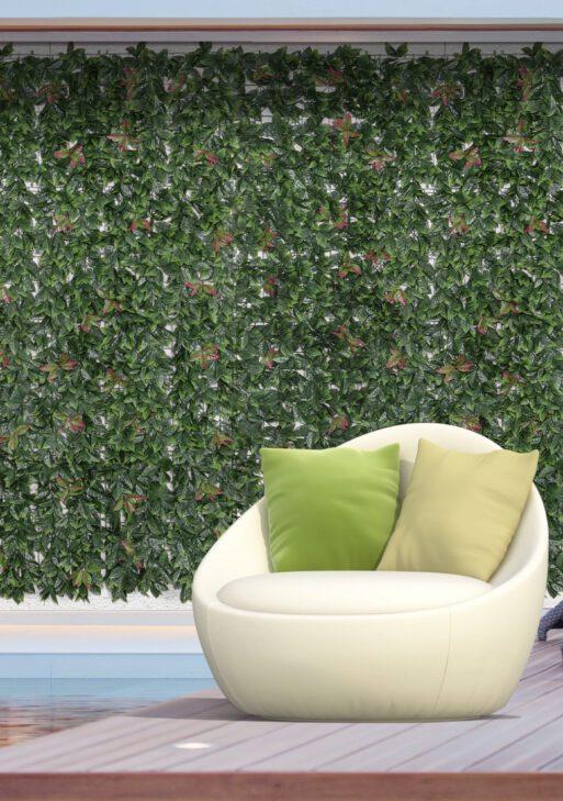 12PCs Grass Wall Panels, 20" x 20" Artificial Grass Wall Decor, Greenery Backdrop Panels Wall for Outdoor, Indoor, Garden, Fence, Backyard, Green and Red