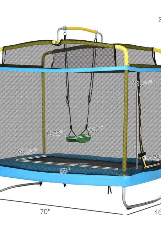 3-in-1 Trampoline for Kids, 6.9' Kids Trampoline with Net, Light Blue