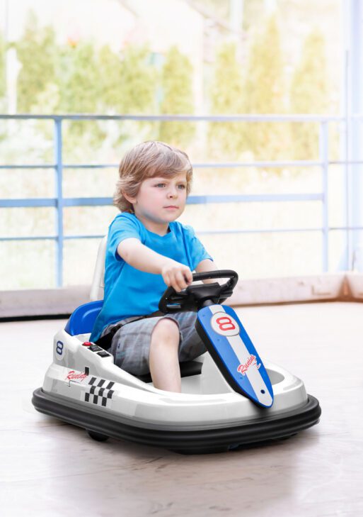 Bumper Car for Kids, 360° Rotation 6V Electric Ride On Bumper, White