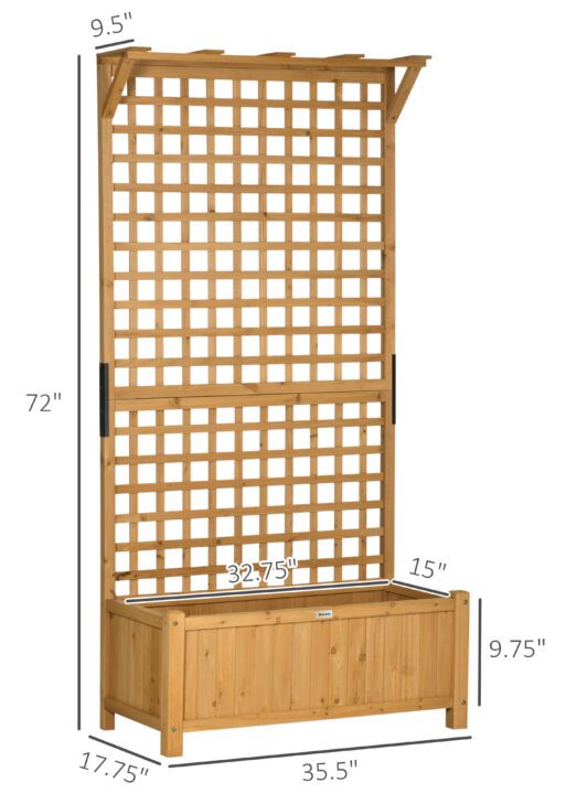 Wood Planter with Trellis for Vine Climbing, Raised Garden Bed, Privacy Screen for Backyard, Patio, Yellow