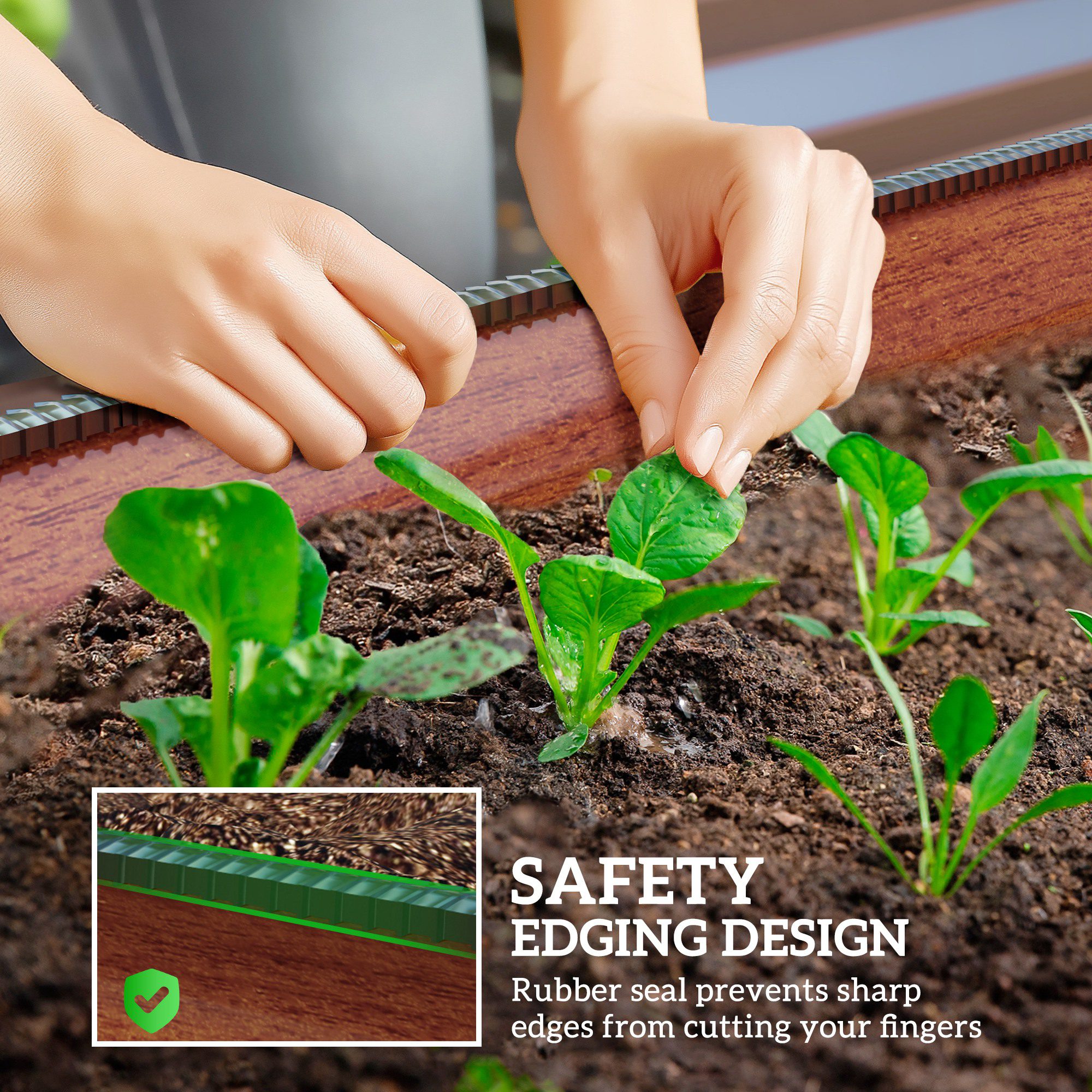 3.4' x 2' x 1' Galvanized Raised Garden Bed Kit, Metal Planter Box with Safety Edging, Brown - Image 4