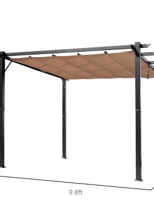 10' x 13' Outdoor Pergola Gazebo Backyard Canopy Cover Adjustable Sunshade, Gray