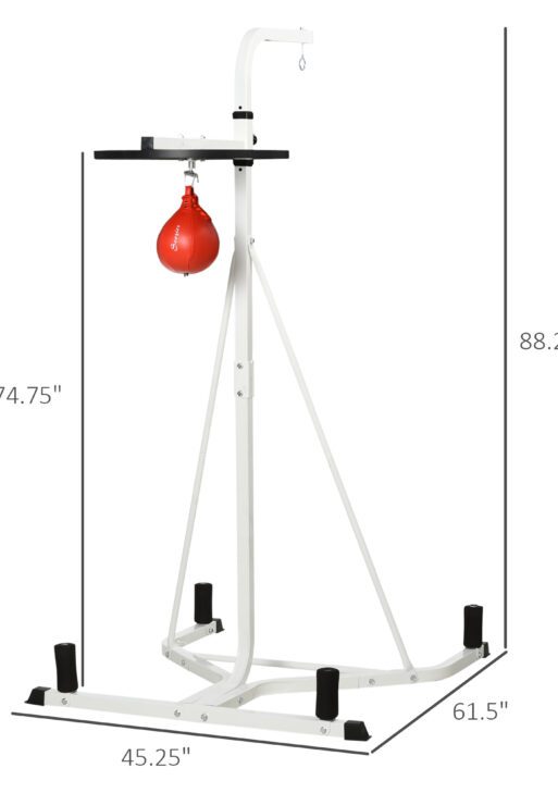 2 in 1 Punching Bag Stand, Adjustable Height Heavy Bag Stand with Weighted Base and Speed Bag, Freestanding for Home Gym