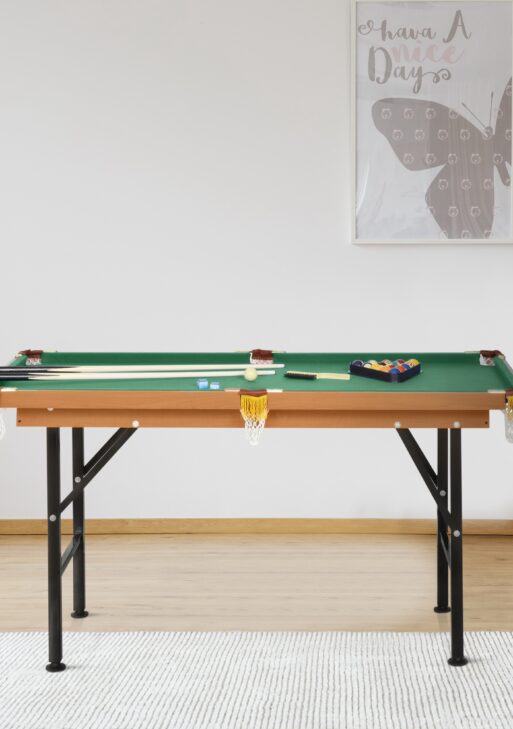 55" Portable Folding Billiards Table Game Pool Table for Whole Family Number Use With Cues, Ball, Rack, Chalk, Green