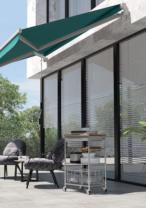 13' x 8' Retractable Awning, Patio Awnings, Sunshade Shelter w/ Manual Crank Handle, UV & Water-Resistant Fabric and Aluminum Frame for Deck, Balcony, Yard, Green