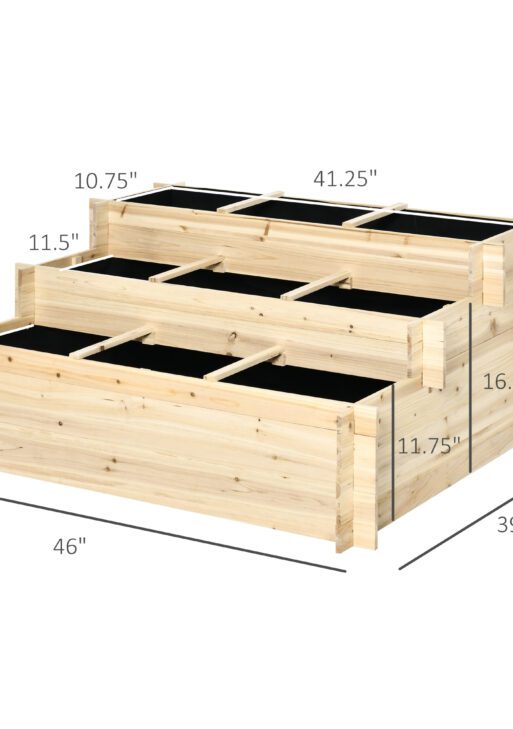 3 Tier Raised Garden Bed with 9 Grow Grids and Non-woven Fabric for Vegetables, Flower, Herb Outdoor Indoor Use