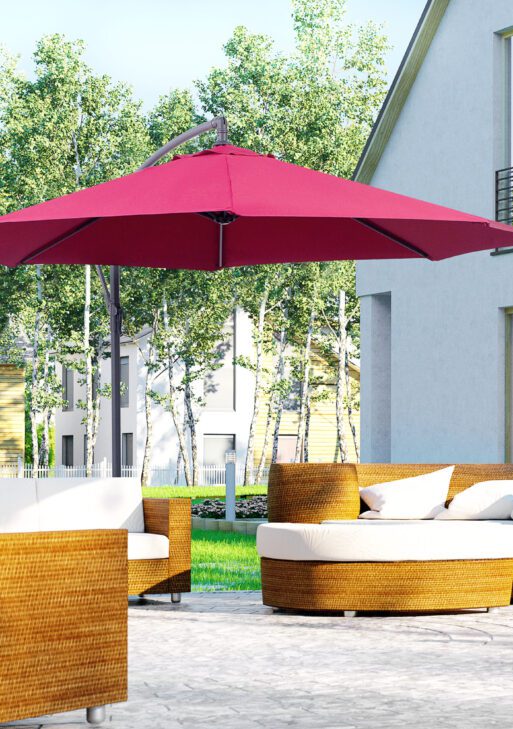 10' Cantilever Patio Umbrellas with UV and Water Resistant for Patio & Backyard Comfortable Red