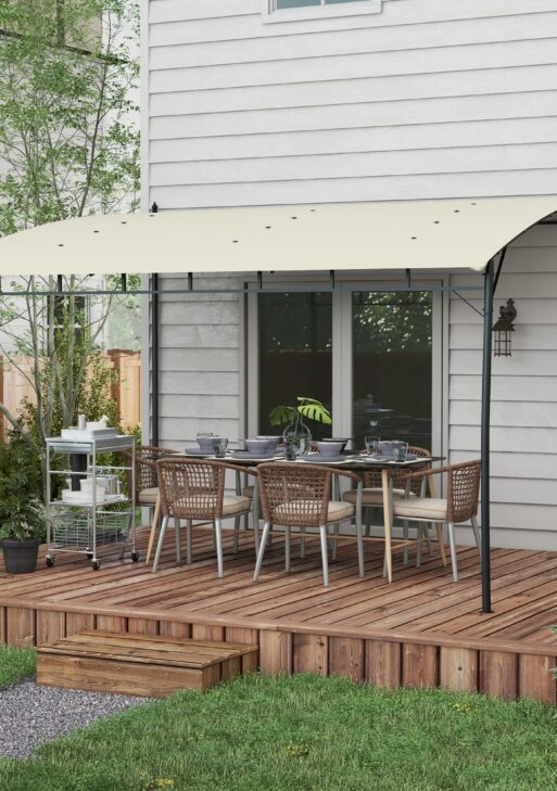 10' x 13' Outdoor Pergola Gazebo, Garden Sun Shade Shelter with Metal Frame for Porch, Patio, Deck, Backyard, Cream
