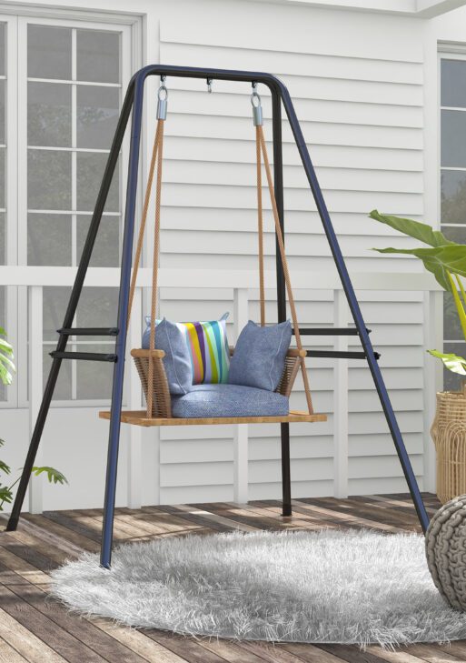 A-Shaped Hammock Chair Stand, Heavy Duty Swing Stand for Indoor & Outdoor Use, Max 330 lbs., Black