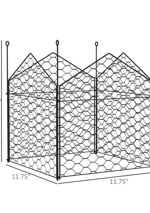 4 Pack Garden Cloches for Plants, 12" x 14" Metal Crop Cage Set, Plant Cages to Keep Animals Out, Black