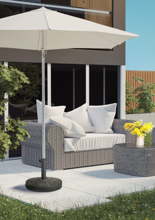 Concrete Umbrella Base, 40 lbs. Heavy Duty Umbrella Stand with Metal Umbrella Holder for Outdoor, Lawn, Deck, Bronze