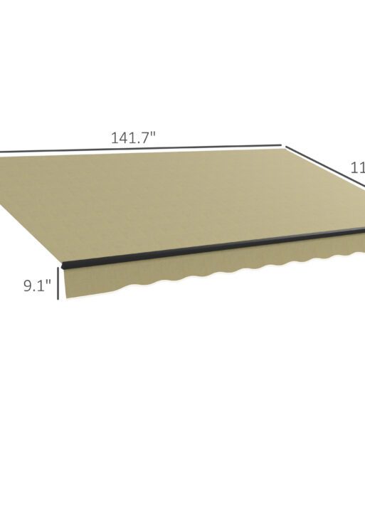 12' x 10' Retractable Awning, 280gsm UV Resistant Sunshade Shelter for Deck, Balcony, Yard, Beige