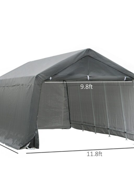 20' x 12' Heavy Duty Outdoor Temporary Carport Canopy Tent - Gray