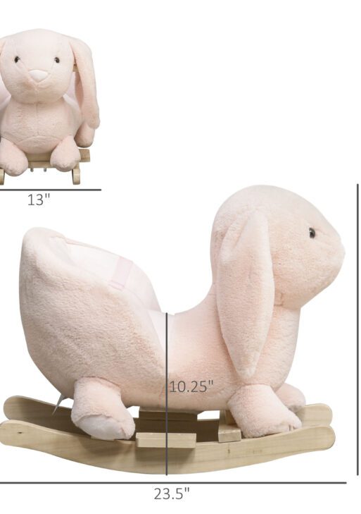 Rabbit Wooden Rocking Horse with Sound, Pink