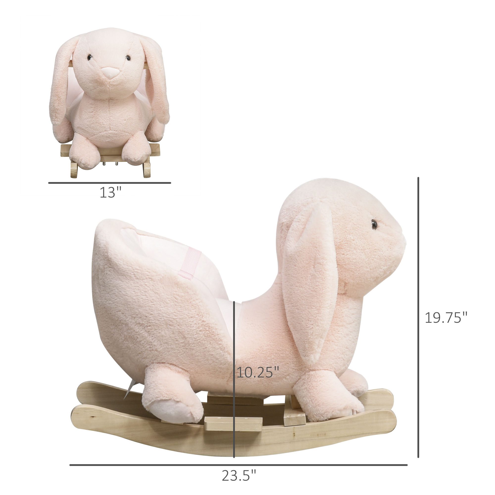 Rabbit Wooden Rocking Horse with Sound, Pink - Image 1