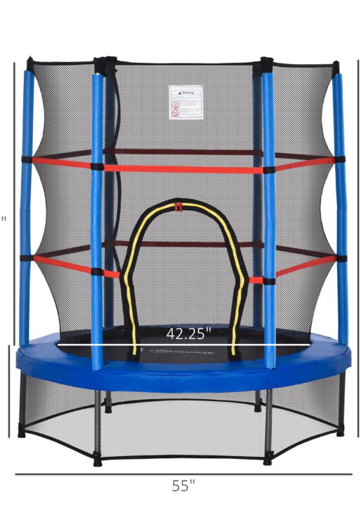 Φ5FT Kids Trampoline with Enclosure Net for Age 3 to 6 Years Blue