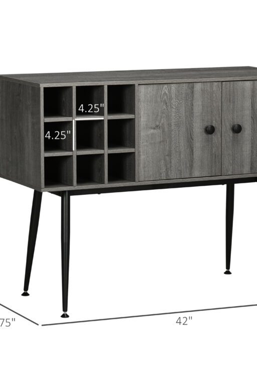 Coffee Bar Cabinet 9-Bottle Wine Rack and Adjustable Shelf, Sideboard Buffet Cabinet Wine Cabinet for Living Room