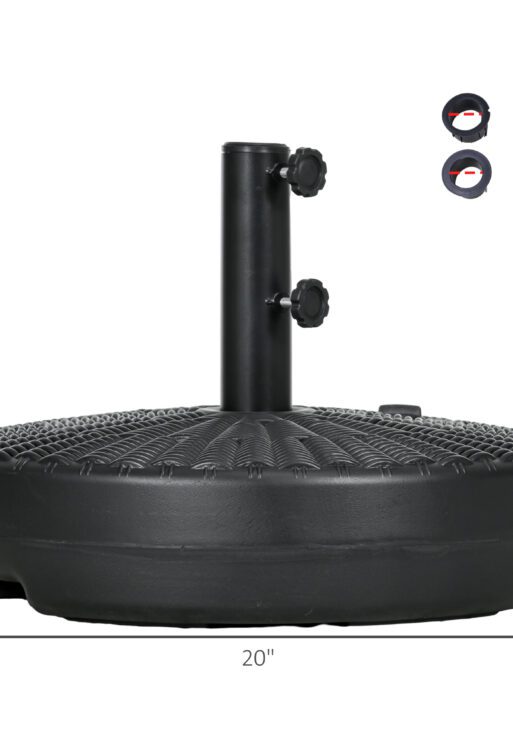 Umbrella Stand for 1.5" or 2" Umbrella Poles, Round Fillable Umbrella Base for Outdoor, Lawn, Deck, Black