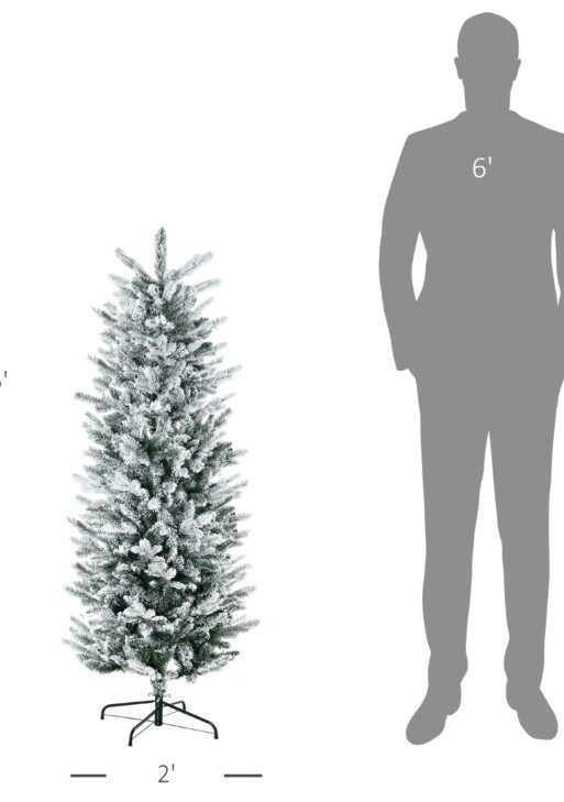 4.5' Artificial Flocked Christmas Trees, with Snow Frosted Branches, Auto Open, Steel Base