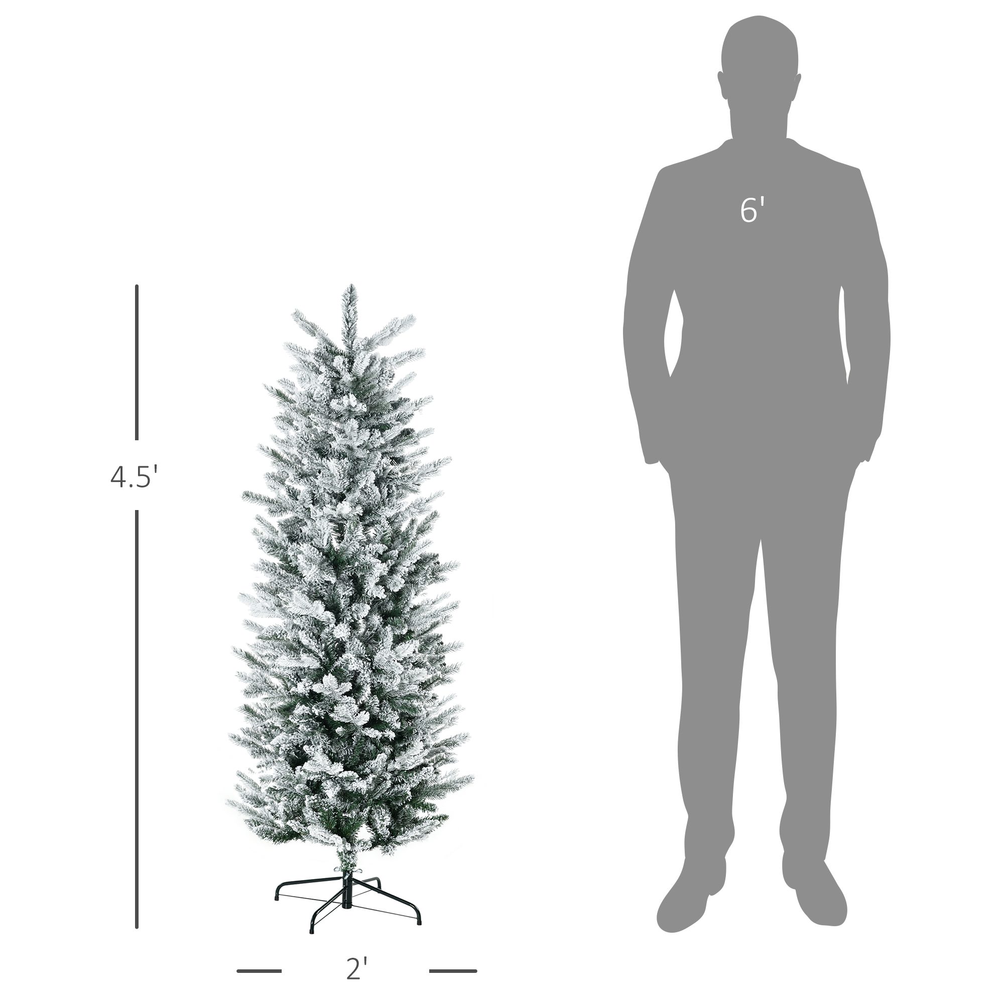 4.5' Artificial Flocked Christmas Trees, with Snow Frosted Branches, Auto Open, Steel Base - Image 1