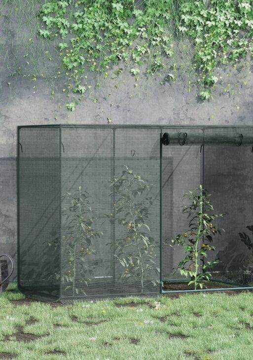 6' x 3' x 5' Crop Cage, Plant Protection Tent with Zippered Doors for Vegetable Garden, Backyard, Black