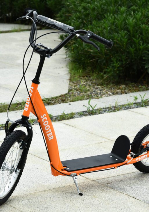 Youth Scooter Kick Scooter for Kids 5+ with Adjustable Handlebar 16" Front and 12" Rear Dual Brakes Inflatable Wheels, Orange