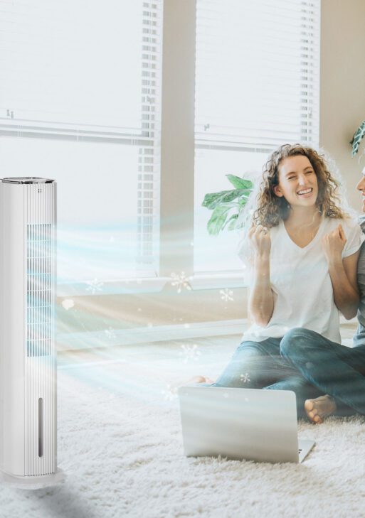 42" 3-In-1 Evaporative Air Cooler with Water Tank, Ice Cooling Fan with Humidifier, 52° Oscillating Portable Swamp Cooler for Home Office, 3 Modes, 3 Speeds, 12H Timer, Remote, White