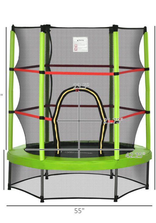 Φ5FT Kids Trampoline with Enclosure Net for Age 3 to 6 Years Green