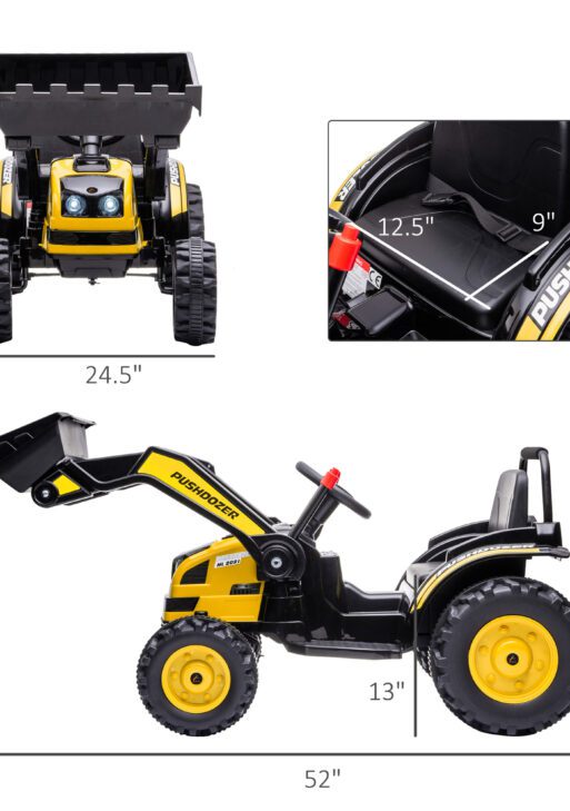 6V Kids Rechargeable Battery Powered Truck with Adjustable Bucket, High/Low Speed Realistic Sound, Yellow