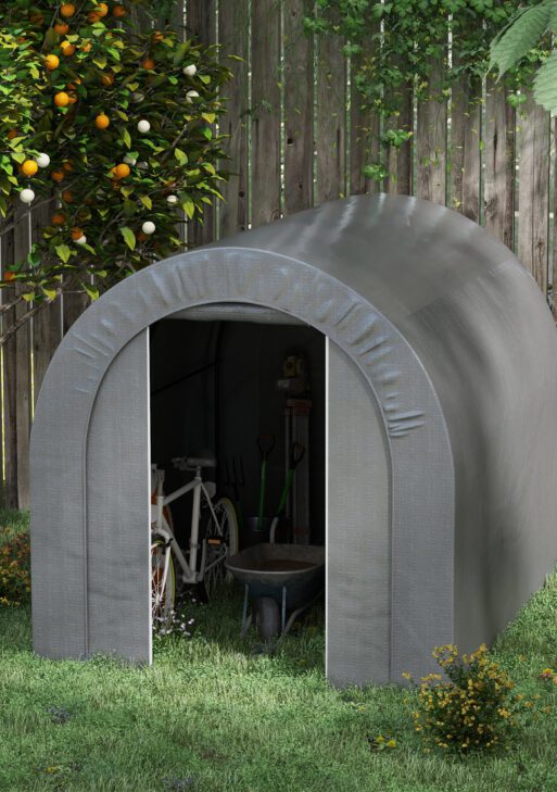 Galvanized Metal 6' x 8' Outdoor Storage Tent, Heavy Duty and Waterproof Portable Shed, for Bike, Motorcycle, Tools