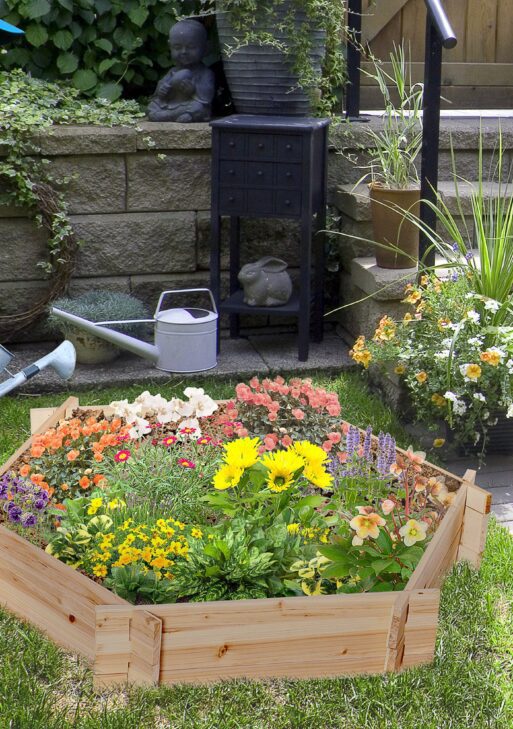 39'' x 36'' Screwless Raised Garden Bed, Hexagon Planter Box DIY Herb Garden