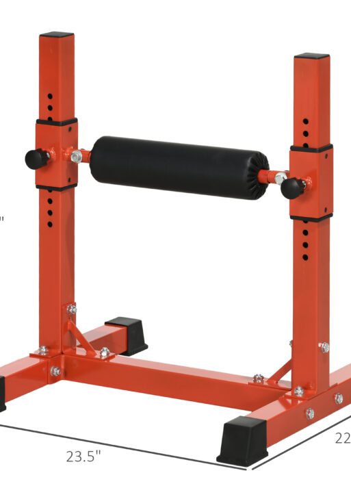 Bulgarian Split Squat Stand, Single Leg Squat Stand, 12-Level Adjustable Squat Roller for Lower Body Strength Training, Red