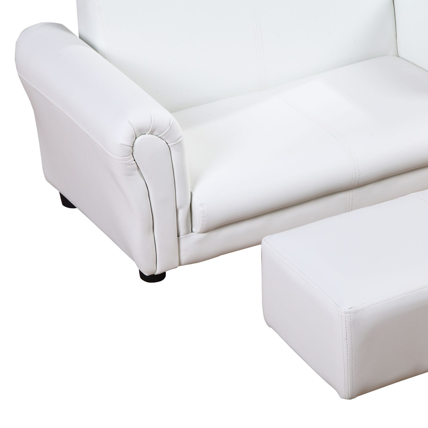 Kids Sofa Set with Footstool for Toddlers and Babies, White - Image 6