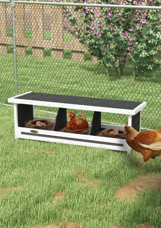 Wood Nesting Boxes Chicken Coop Accessories for Up to 3 Chickens, with Asphalt Roof, Gray