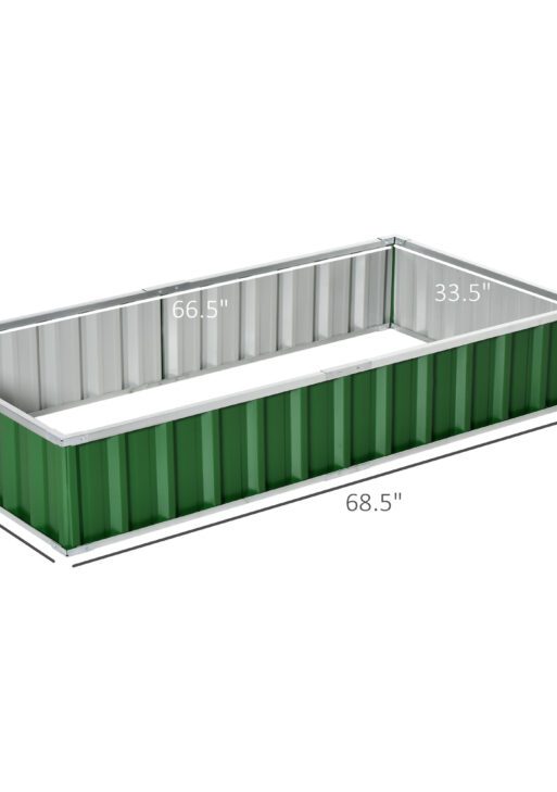 5.7' x 3' x 1' Raised Garden Bed, Galvanized Metal Planter Box for Vegetables Flowers Herbs, Green