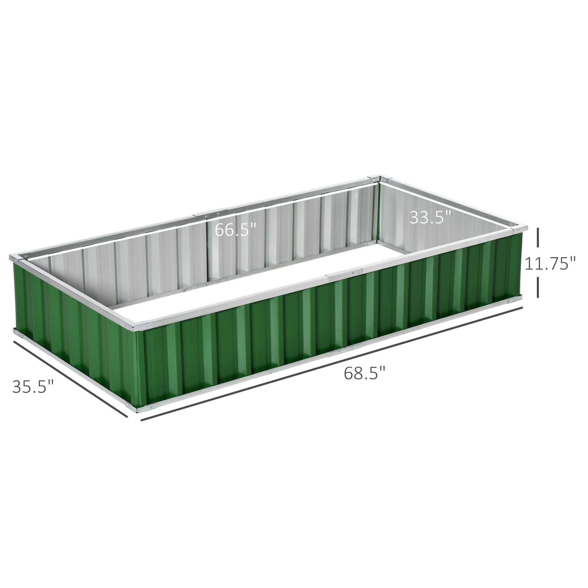 5.7' x 3' x 1' Raised Garden Bed, Galvanized Metal Planter Box for Vegetables Flowers Herbs, Green - Image 1