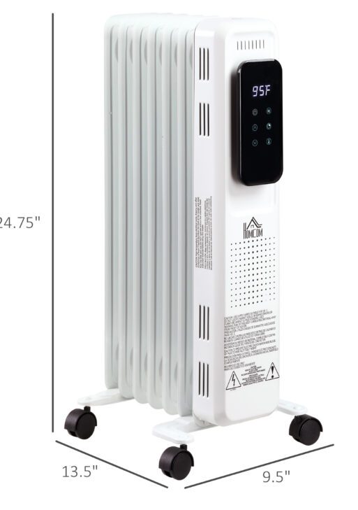 24.75" Electric Space Heater, Freestanding 161 Sq. Ft. Heater with 3 Modes, Timer, and Remote, 1500 W, White