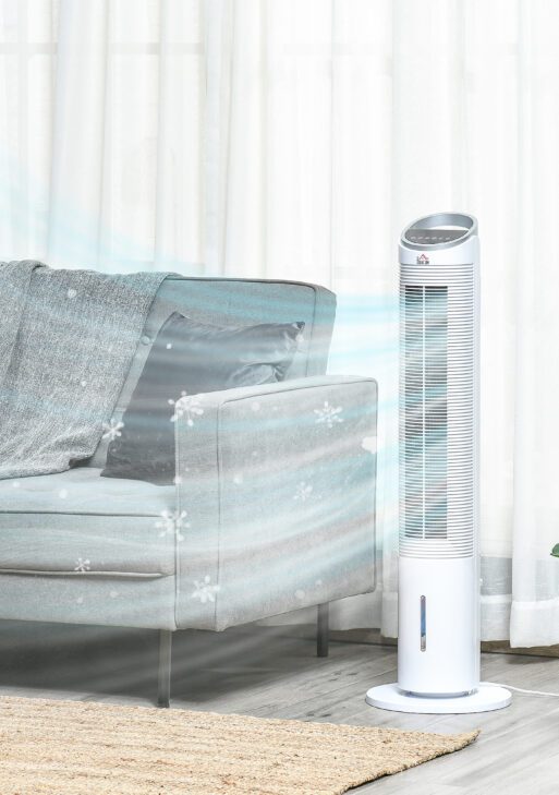 40" Portable Oscillating Air Cooler Fan for Home Office, 3-In-1 Standing Ice Floor Fan with Humidifier, 3 Modes, 3 Speeds, 8H Timer, Remote, LED Display, White