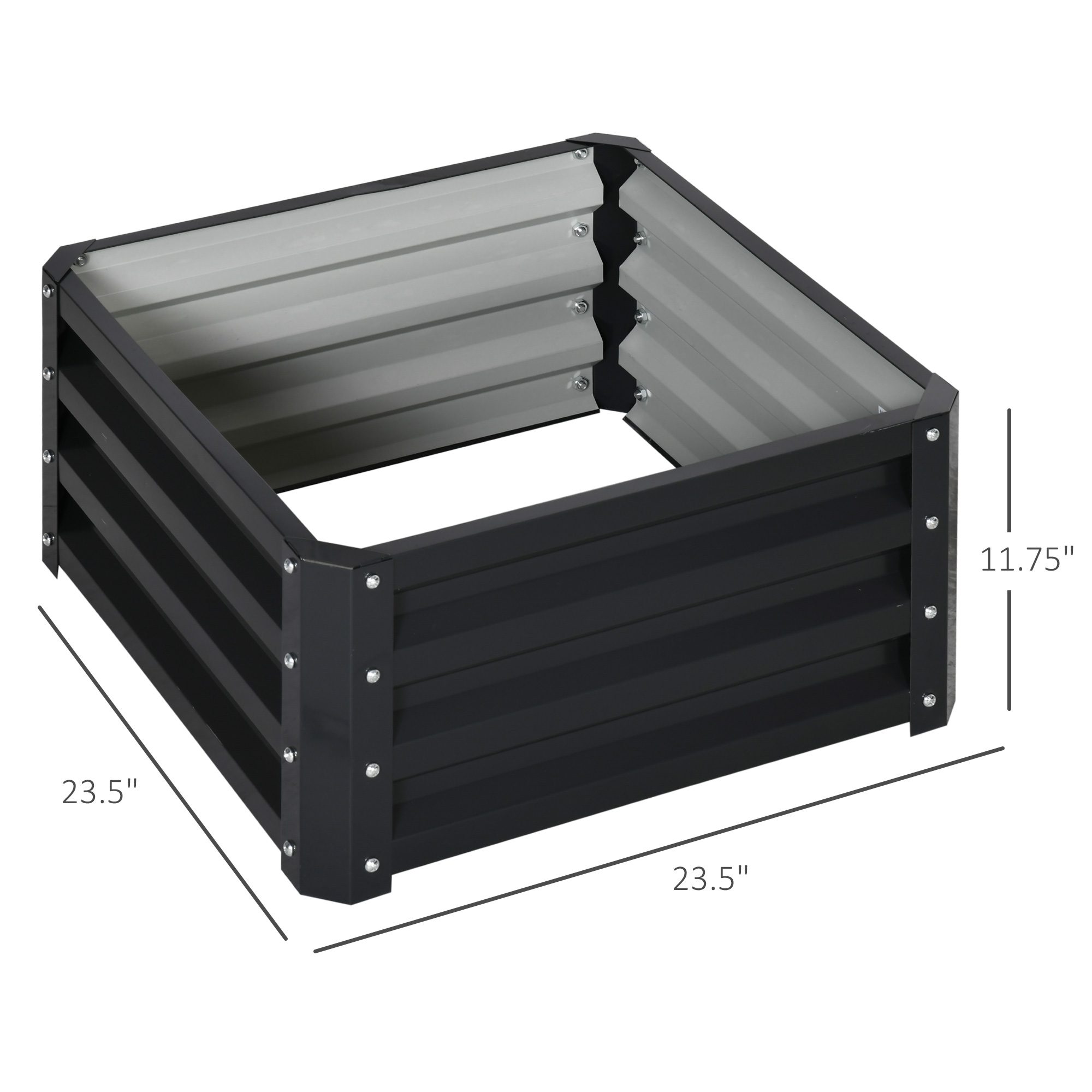 2pc 23.5" Elevated Herb & Vegetable Planting Box Kit w/ Versatile Uses, Dark Gray - Image 1