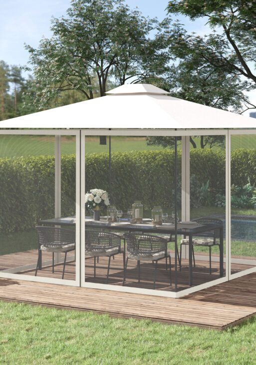 Replacement Mesh Sidewall Netting for 10' x 10' Gazebos and Canopy Tents with Zippers, (Sidewall Only) White