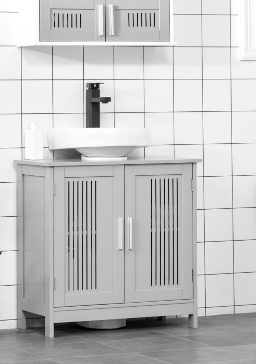 Under Sink Pedestal Storage Bathroom Cabinet, Gray
